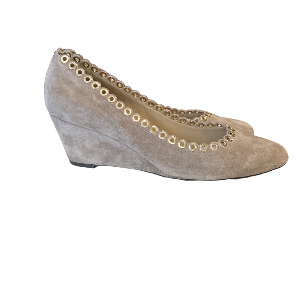 VAN ELI Deana Beige Suede Wedge pumps